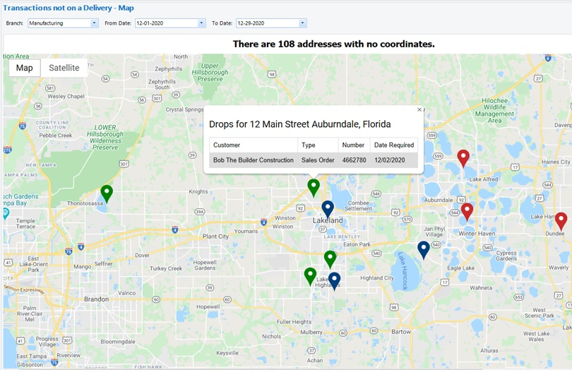 Transactions not on a delivery