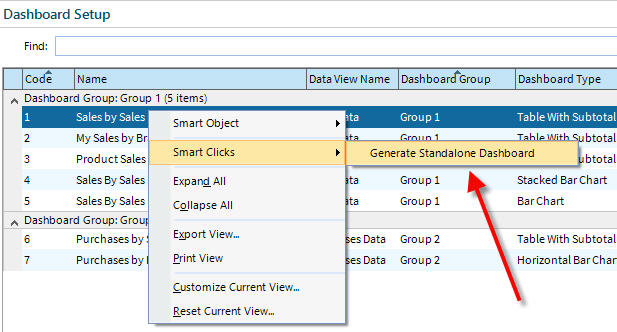Generating a standalone dashboard