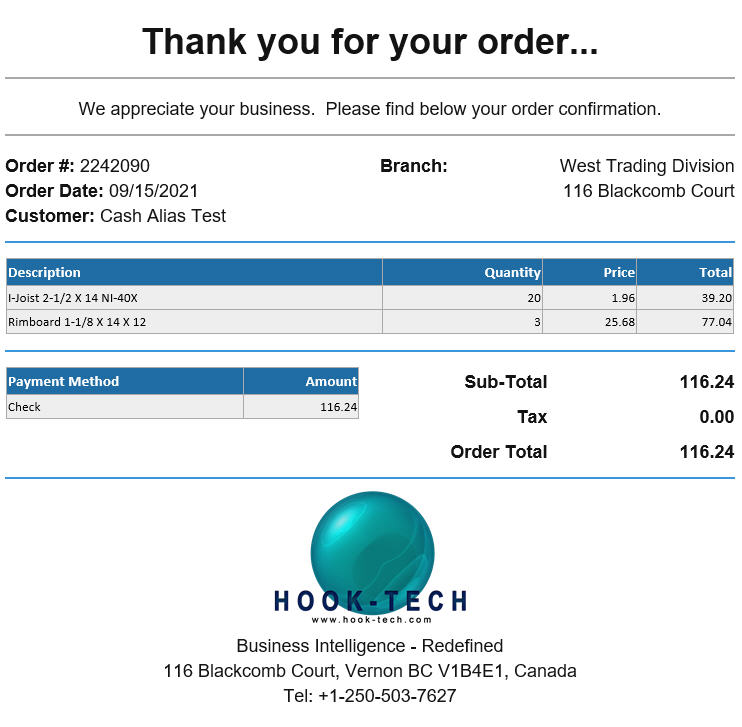 An order confirmation